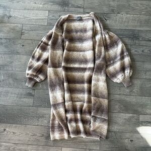 Anothropologie Striped Long Brown and Cream Cardigan
